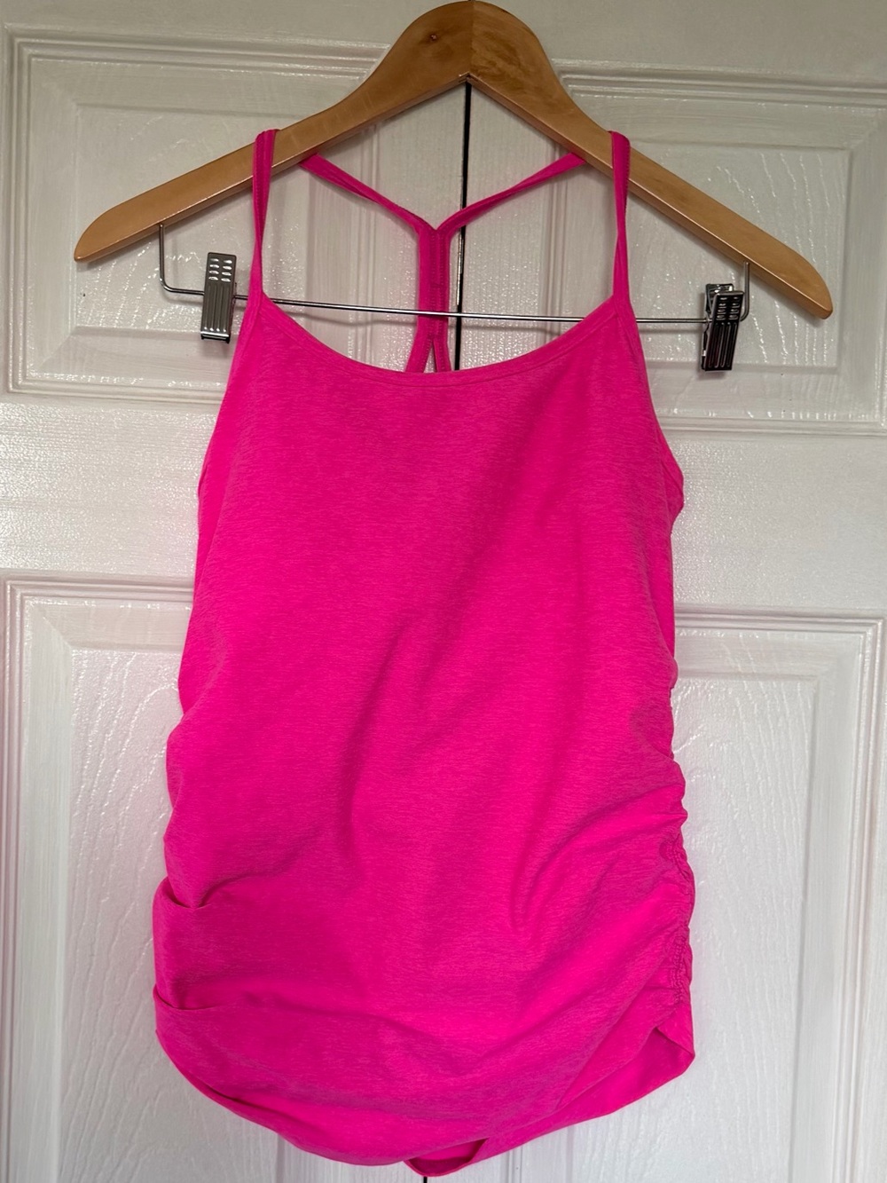 Beyond Yoga Beyond the Bump Maternity Tank Top Pink Ruched Racerback M